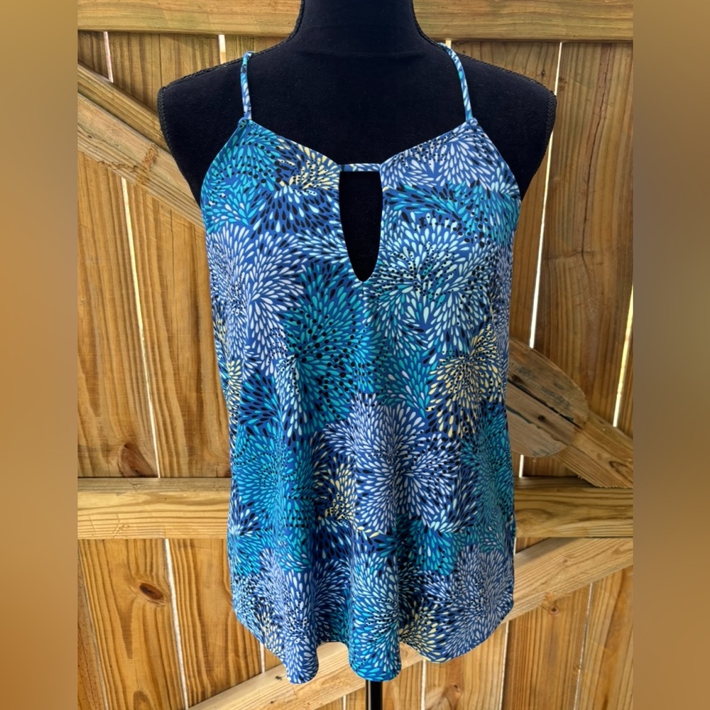 The Limited Blue & Yellow Racerback Y-back Spaghetti Strap Tank Top Size M